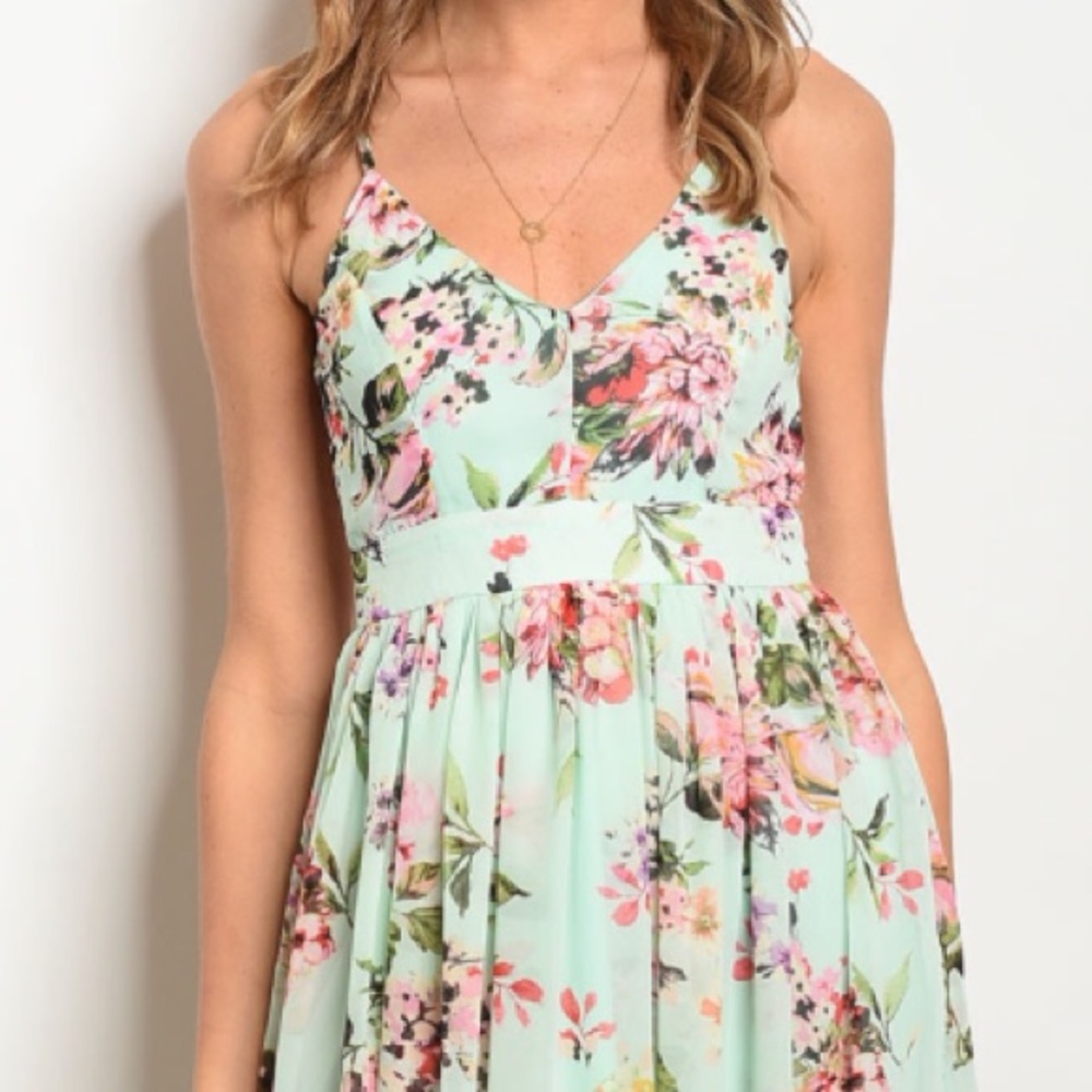 ☀️LAST1️⃣//MINT GREEN FLORAL DRESS - Picture 4 of 14